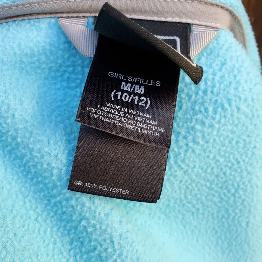 THE NORTH FACE Full Zipper Fleece Jacket Girls M 10 12 Front Back Logo Blue